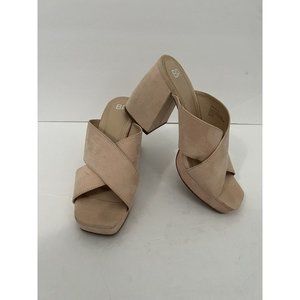 BP Women’s Dalton Pink Faux Suede Open Toe Block High Heel Slip On Mules Size 8